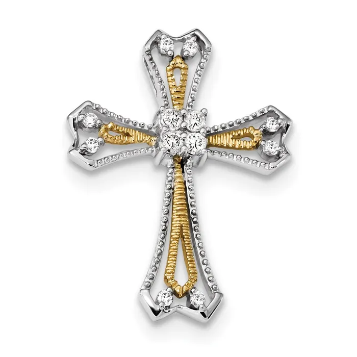 Goldiacom Necklaces 14k WhiteYellow Gold Diamond Chain Slide Pendant