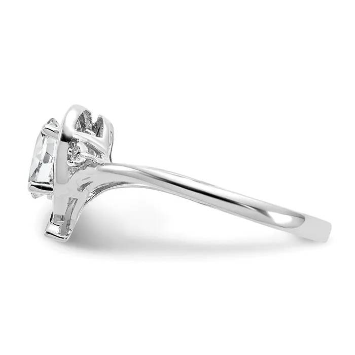 Goldiacom Rings 14k White Gold Topaz and Real Diamond Heart Ring