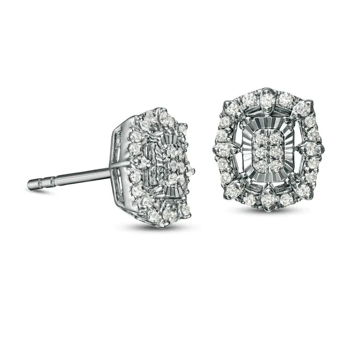 Goldia Earrings 025 CT TW Composite Diamond Octagonal Frame Stud Earrings in 14K White Gold Goldia Earrings 025 CT TW Composite Diamond Octagonal Frame Stud Earrings in 14K White Gold