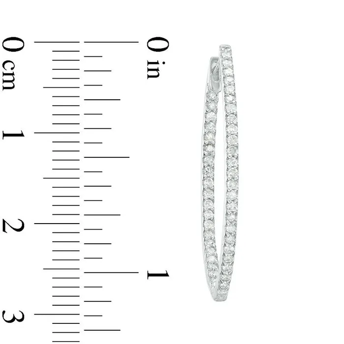 Goldia Earrings 05 CT TW Diamond Oval InsideOut Hoop Earrings in 10K White Gold Goldia Earrings 05 CT TW Diamond Oval InsideOut Hoop Earrings in 10K White Gold