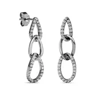 Goldia Earrings 05 CT TW Diamond Triple Links Dangle Earrings in Sterling Silver Goldia Earrings 05 CT TW Diamond Triple Links Dangle Earrings in Sterling Silver