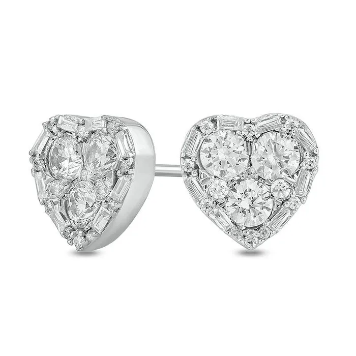 Goldia Earrings 12 CT TW Composite Diamond Art Deco Heart Frame Stud Earrings in 10K White Gold Goldia Earrings 12 CT TW Composite Diamond Art Deco Heart Frame Stud Earrings in 10K White Gold