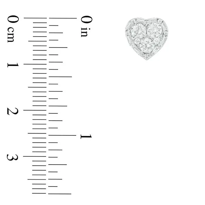 Goldia Earrings 12 CT TW Composite Diamond Art Deco Heart Frame Stud Earrings in 10K White Gold