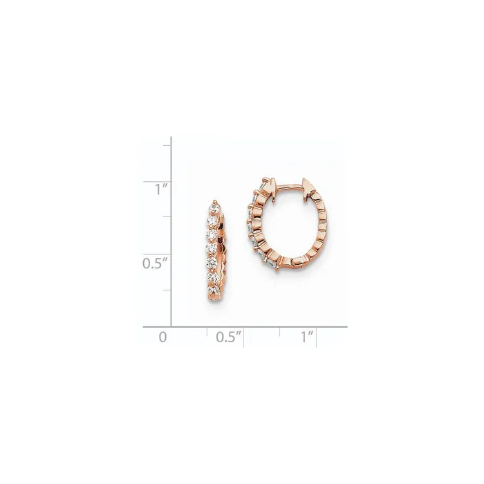 Goldia Earrings 14k Rose Gold AA Real Diamond Hinged Hoop Earrings