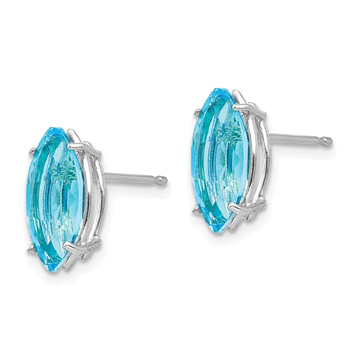 Goldia Earrings 14k White Gold 10x5mm Blue Topaz Marquise Stud Earring