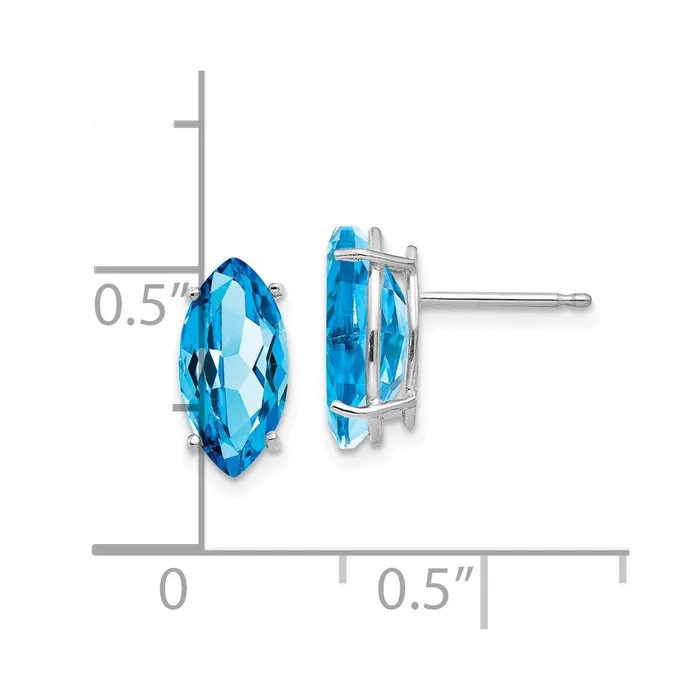 Goldia Earrings 14k White Gold 10x5mm Blue Topaz Marquise Stud Earring