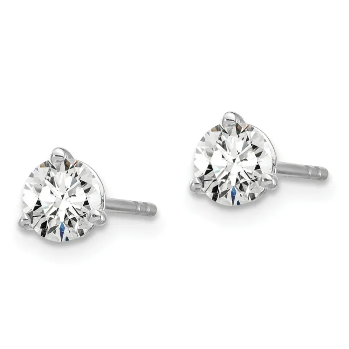 Goldia Earrings 14k White Gold 34 ctw Lab Grown Diamond VSSI G Round 3 Prong Heavy Wt Stud Earrings