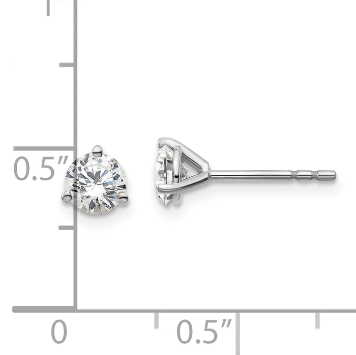 Goldia Earrings 14k White Gold 34 ctw Lab Grown Diamond VSSI G Round 3 Prong Heavy Wt Stud Earrings