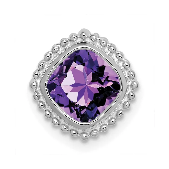 Goldia Earrings 14k White Gold Cushion Amethyst Chain Slide