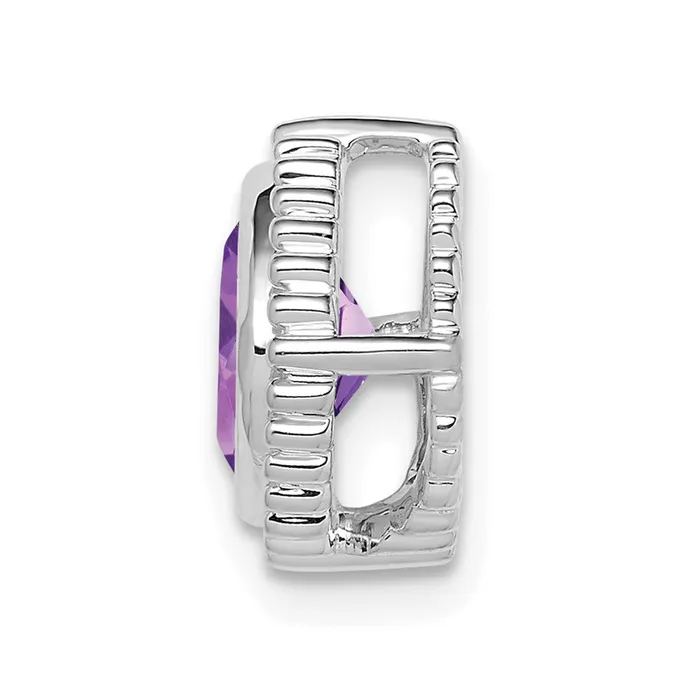 Goldia Earrings 14k White Gold Cushion Amethyst Chain Slide