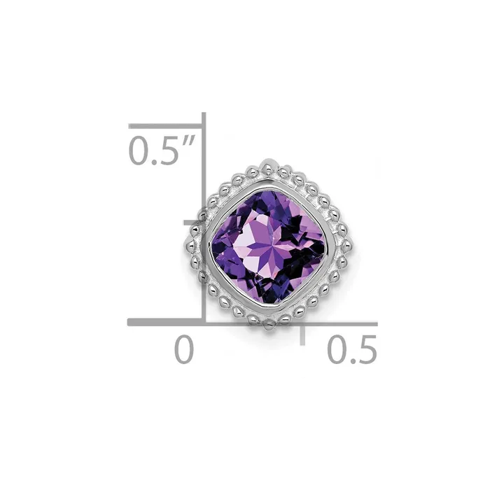 Goldia Earrings 14k White Gold Cushion Amethyst Chain Slide