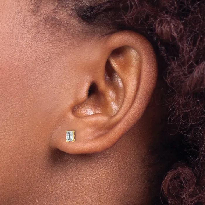 Goldia Earrings 14k Yellow Gold 12 ctw Certified Lab Grown Diamond VSSI G Radiant 4 Prong Heavy Wt Stud Earrings