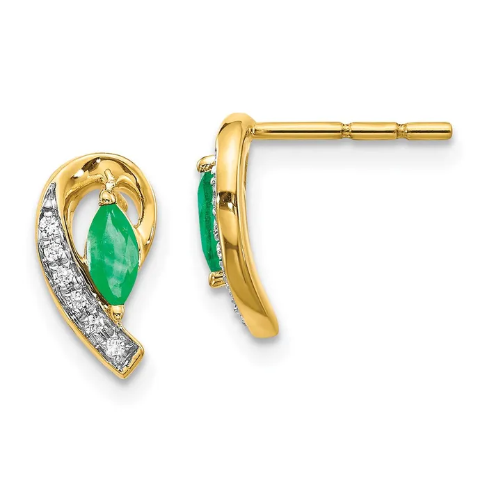 Goldia Earrings 14k Yellow Gold 120Ct Real Diamond and Emerald Earrings