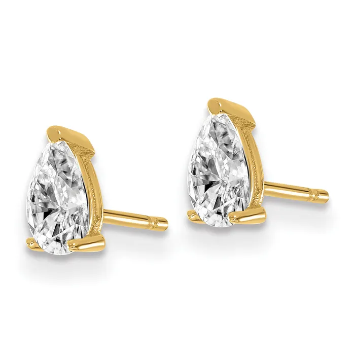 Goldia Earrings 14k Yellow Gold 23 ctw Lab Grown Diamond VSSI G Pear 4 Prong Heavy Wt Stud Earrings