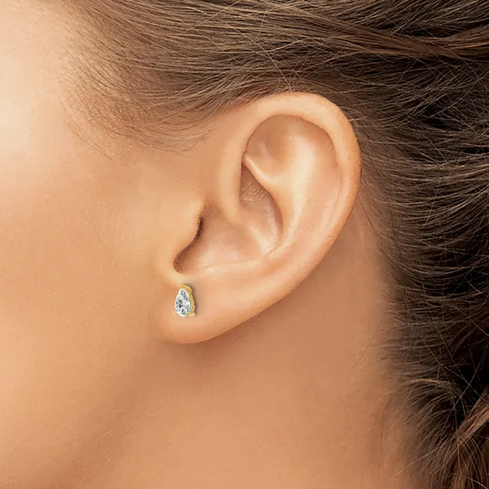 Goldia Earrings 14k Yellow Gold 23 ctw Lab Grown Diamond VSSI G Pear 4 Prong Heavy Wt Stud Earrings