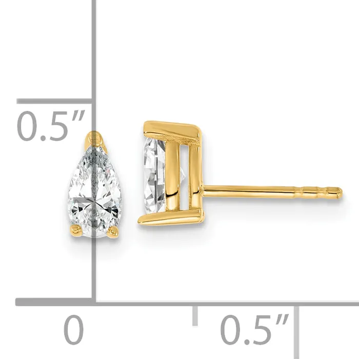 Goldia Earrings 14k Yellow Gold 23 ctw Lab Grown Diamond VSSI G Pear 4 Prong Heavy Wt Stud Earrings