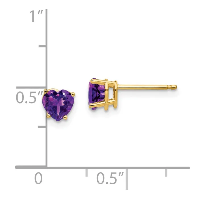 Goldia Earrings 14k Yellow Gold 5mm Heart Amethyst Earrings