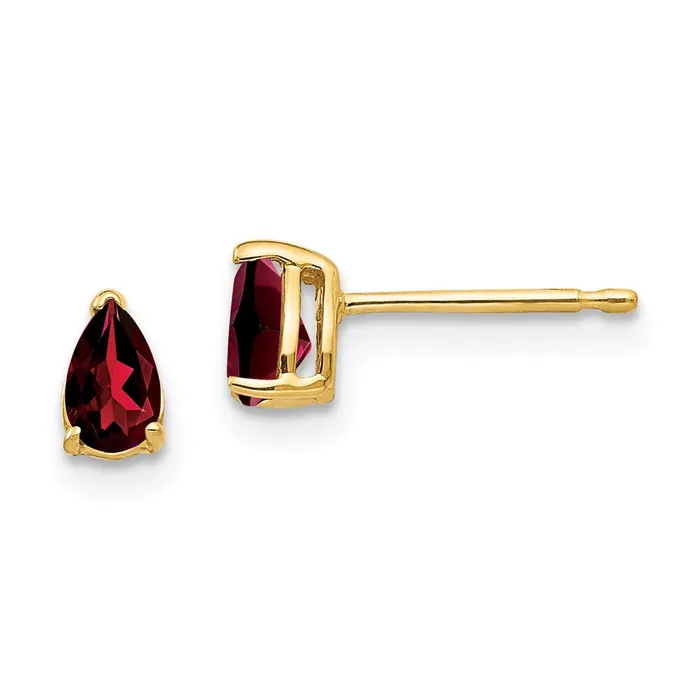Goldia Earrings 14k Yellow Gold 5x3mm Pear Garnet Earrings