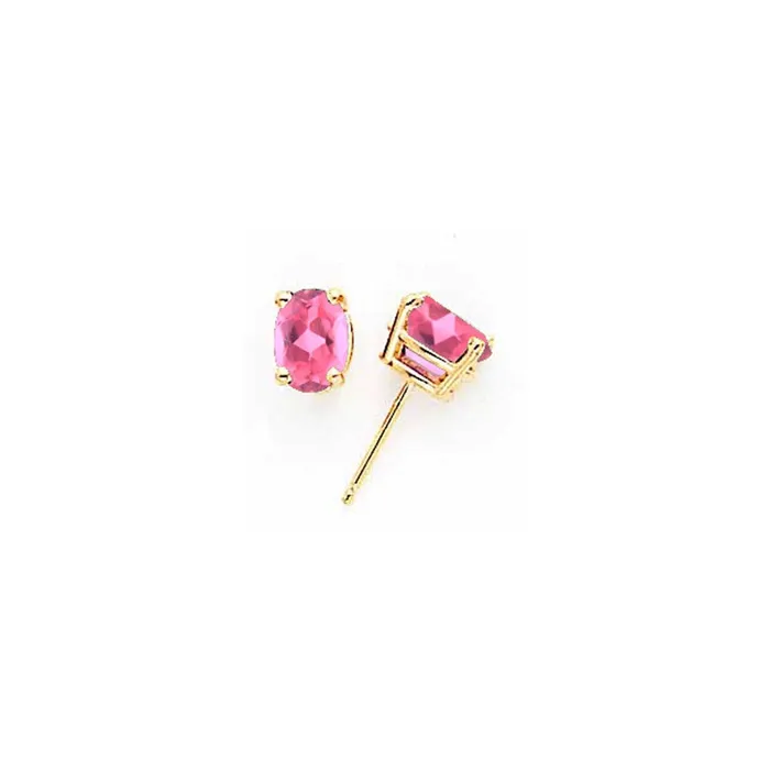 Goldia Earrings 14k Yellow Gold 7x5mm Oval Pink Tourmaline earring