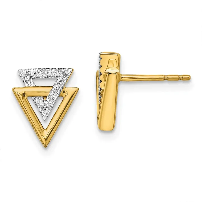 Goldia Earrings 14k Yellow Gold Polished Triangle Real Diamond Post Earrings Goldia Earrings 14k Yellow Gold Polished Triangle Real Diamond Post Earrings
