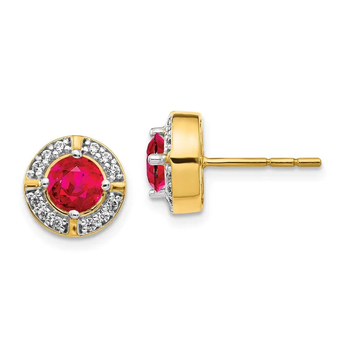 Goldia Earrings 14k Yellow Gold Real Diamond and Ruby Fancy Halo Earrings Goldia Earrings 14k Yellow Gold Real Diamond and Ruby Fancy Halo Earrings