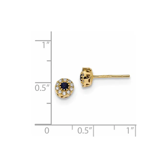Goldia Earrings 14k Yellow Gold Real Diamond and Sapphire Post Earrings