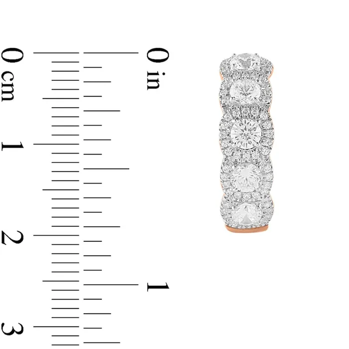 Goldia Earrings 2 CT TW Diamond Frame Five Stone Hoop Earrings in 10K Rose Gold Goldia Earrings 2 CT TW Diamond Frame Five Stone Hoop Earrings in 10K Rose Gold