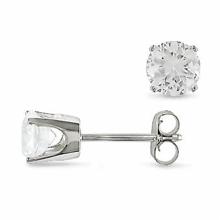 Goldia Earrings 50mm LabCreated White Sapphire Stud Earrings in 10K White Gold Goldia Earrings 50mm LabCreated White Sapphire Stud Earrings in 10K White Gold