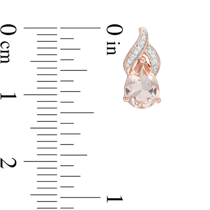 Goldia Earrings PearShaped Morganite and Diamond Accent Flame Drop Earrings in 10K Rose Gold Goldia Earrings PearShaped Morganite and Diamond Accent Flame Drop Earrings in 10K Rose Gold