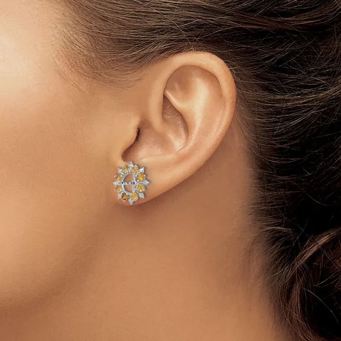 Goldia Earrings Sterling Silver Rhodium Diamond u0026 Citrine Earring Jacket