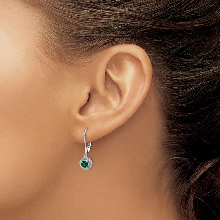 Goldia Earrings Sterling Silver Rhodiumplated Diamond u0026 Created Emerald Earrings