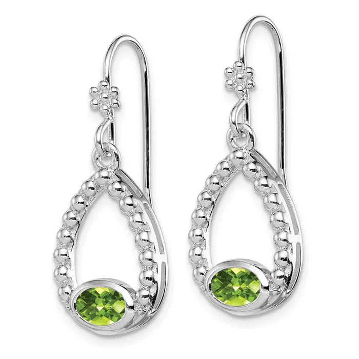 Goldia Earrings Sterling Silver Rhodiumplated Peridot Shepherd Hook Dangle Earrings