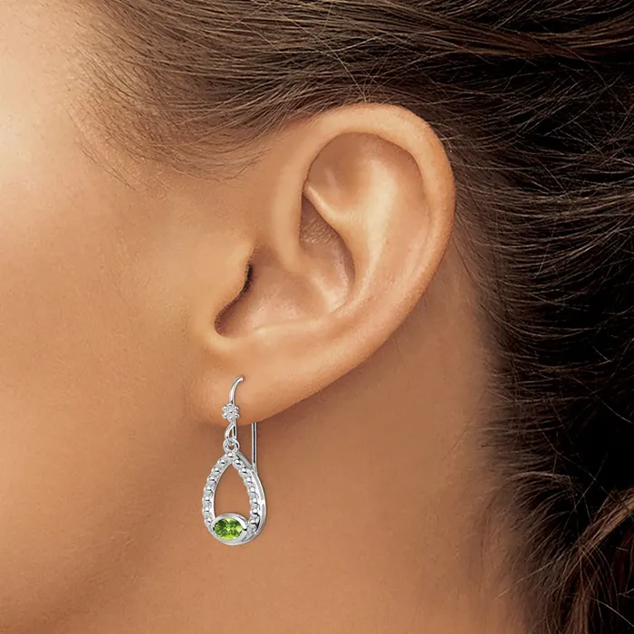 Goldia Earrings Sterling Silver Rhodiumplated Peridot Shepherd Hook Dangle Earrings