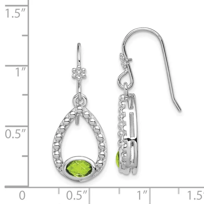 Goldia Earrings Sterling Silver Rhodiumplated Peridot Shepherd Hook Dangle Earrings