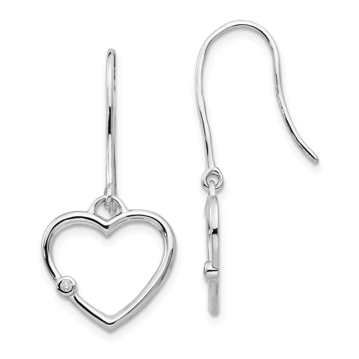 Goldia Earrings White Ice Sterling Silver Rhodiumplated Diamond Heart Shepherd Hook Dangle Earrings Goldia Earrings White Ice Sterling Silver Rhodiumplated Diamond Heart Shepherd Hook Dangle Earrings