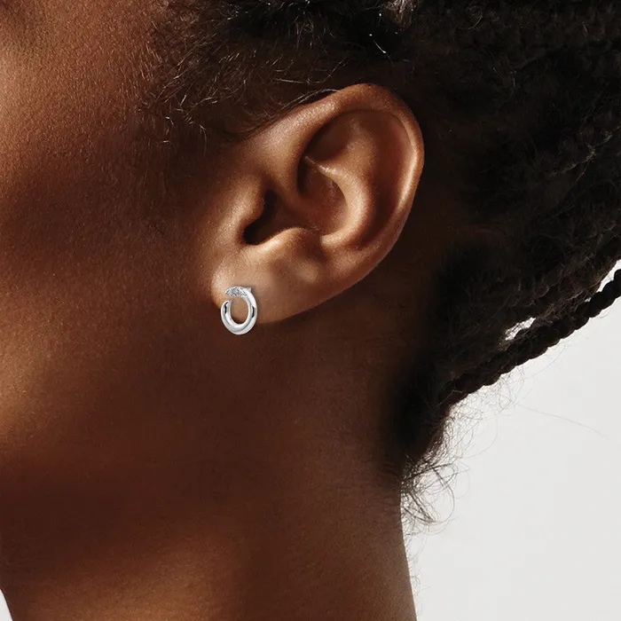 Goldia Earrings White Ice Sterling Silver Rhodiumplated Open Circle Diamond Post Earrings