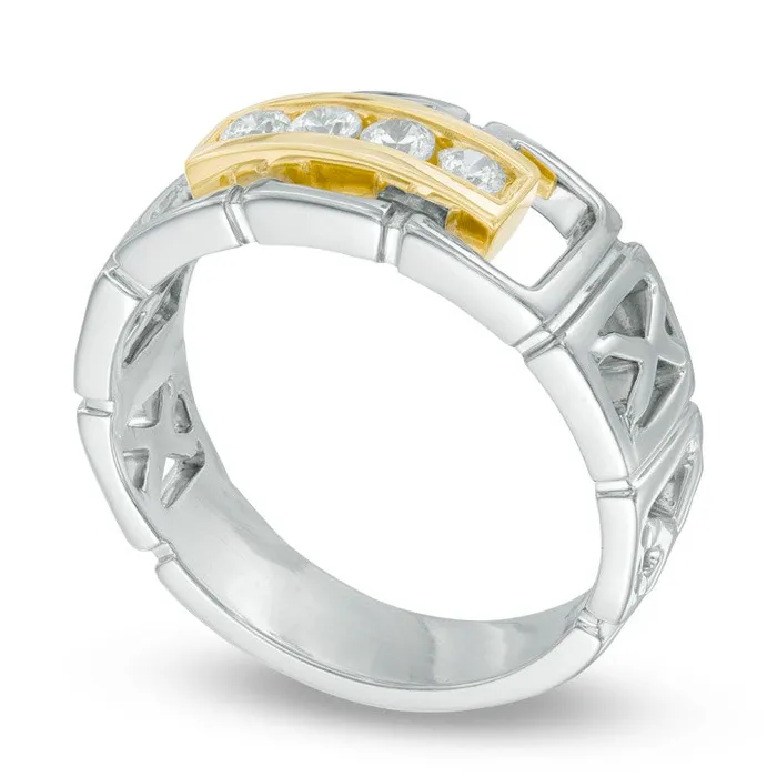 Goldia Mens 033 CT TW Natural Diamond Ring in Sterling Silver and Solid 10K Yellow Gold Rings Goldia Mens 033 CT TW Natural Diamond Ring in Sterling Silver and Solid 10K Yellow Gold Rings