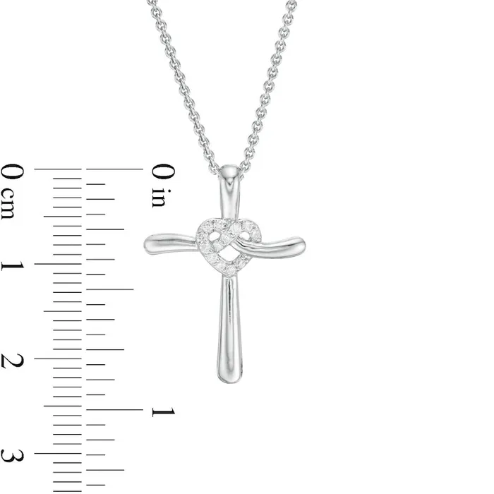Goldia Necklaces 007 CT TW Natural Diamond Cross with Heart Pendant in Sterling Silver Goldia Necklaces 007 CT TW Natural Diamond Cross with Heart Pendant in Sterling Silver