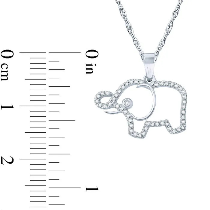 Goldia Necklaces 013 CT TW Natural Diamond Elephant Pendant in Sterling Silver