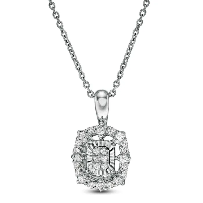 Goldia Necklaces 017 CT TW Composite Natural Diamond Octagonal Frame Pendant in 14K White Gold Goldia Necklaces 017 CT TW Composite Natural Diamond Octagonal Frame Pendant in 14K White Gold