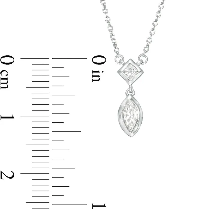 Goldia Necklaces 02 CT TW Marquise and PrincessCut Natural Diamond Necklace in 10K White Gold Goldia Necklaces 02 CT TW Marquise and PrincessCut Natural Diamond Necklace in 10K White Gold