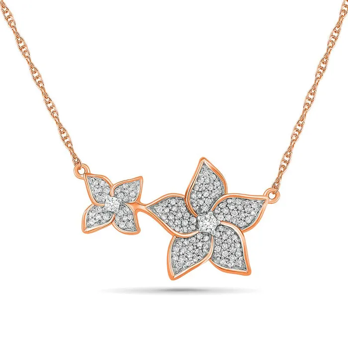 Goldia Necklaces 025 CT TW Natural Diamond Flower Necklace in 10K Rose Gold Goldia Necklaces 025 CT TW Natural Diamond Flower Necklace in 10K Rose Gold