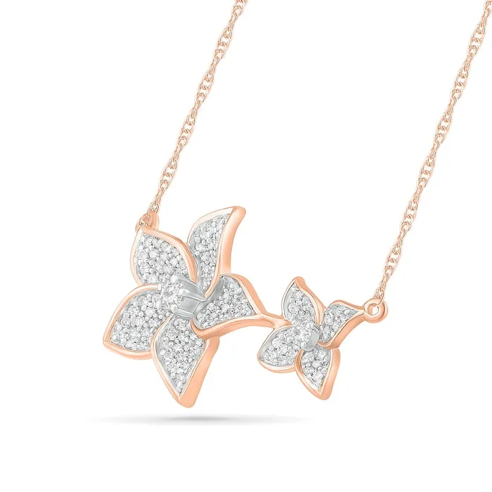 Goldia Necklaces 025 CT TW Natural Diamond Flower Necklace in 10K Rose Gold Goldia Necklaces 025 CT TW Natural Diamond Flower Necklace in 10K Rose Gold
