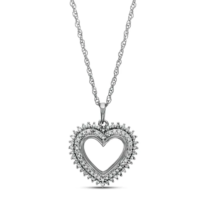 Goldia Necklaces 033 CT TW Natural Diamond Shadow Heart Pendant in 10K White Gold Goldia Necklaces 033 CT TW Natural Diamond Shadow Heart Pendant in 10K White Gold