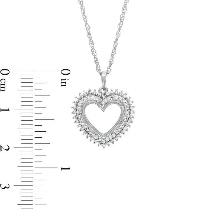 Goldia Necklaces 033 CT TW Natural Diamond Shadow Heart Pendant in 10K White Gold Goldia Necklaces 033 CT TW Natural Diamond Shadow Heart Pendant in 10K White Gold