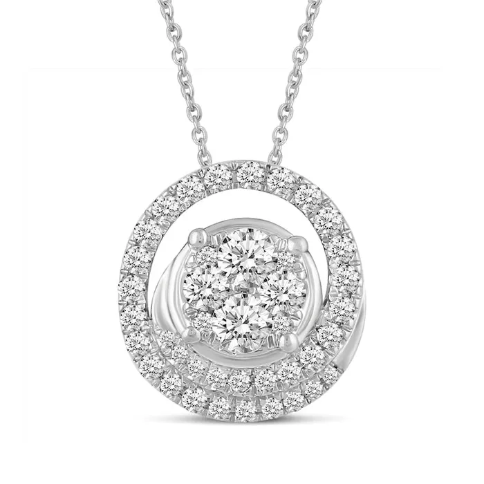 Goldia Necklaces 05 CT TW Composite Natural Diamond Open Circle Pendant in 14K White Gold Goldia Necklaces 05 CT TW Composite Natural Diamond Open Circle Pendant in 14K White Gold