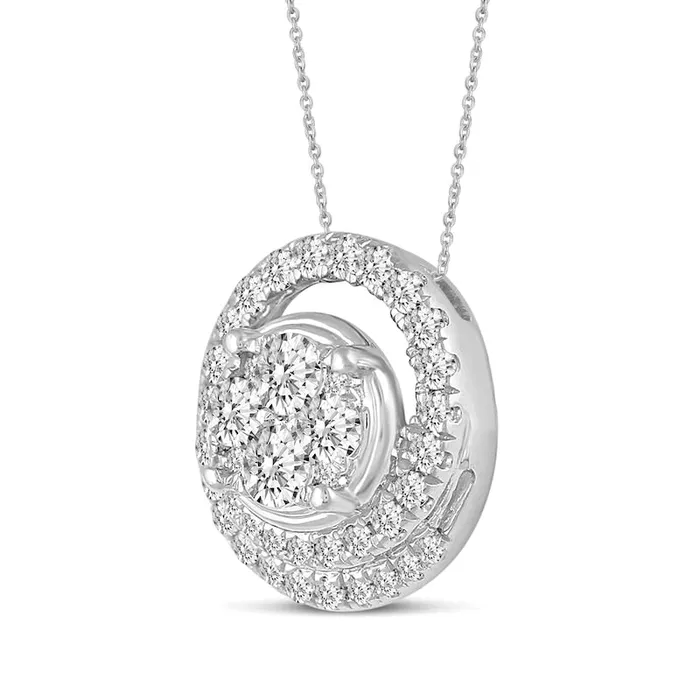 Goldia Necklaces 05 CT TW Composite Natural Diamond Open Circle Pendant in 14K White Gold Goldia Necklaces 05 CT TW Composite Natural Diamond Open Circle Pendant in 14K White Gold