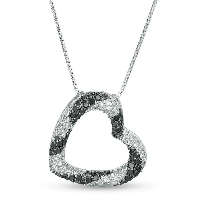 Goldia Necklaces 05 CT TW Enhanced Black and White Natural Diamond Twist Heart Pendant in Sterling Silver Goldia Necklaces 05 CT TW Enhanced Black and White Natural Diamond Twist Heart Pendant in Sterling Silver