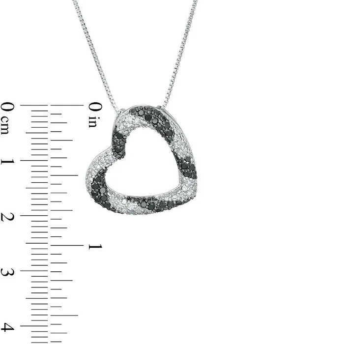 Goldia Necklaces 05 CT TW Enhanced Black and White Natural Diamond Twist Heart Pendant in Sterling Silver