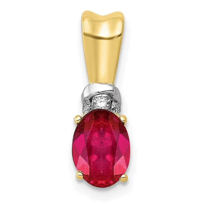 Goldia Necklaces 10k Yellow Gold wRhodium Real Diamond and 66 Oval Ruby Pendant Goldia Necklaces 10k Yellow Gold wRhodium Real Diamond and 66 Oval Ruby Pendant